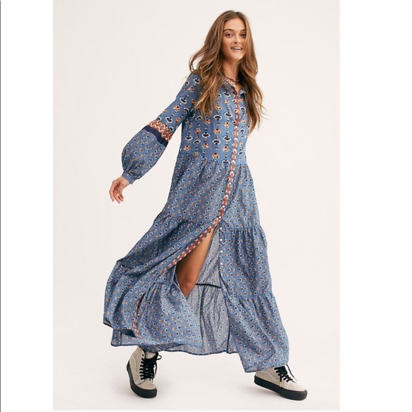 Free People Dresses & Skirts - Free People Boho Flowy Tiered Sheer Maxi Dress
